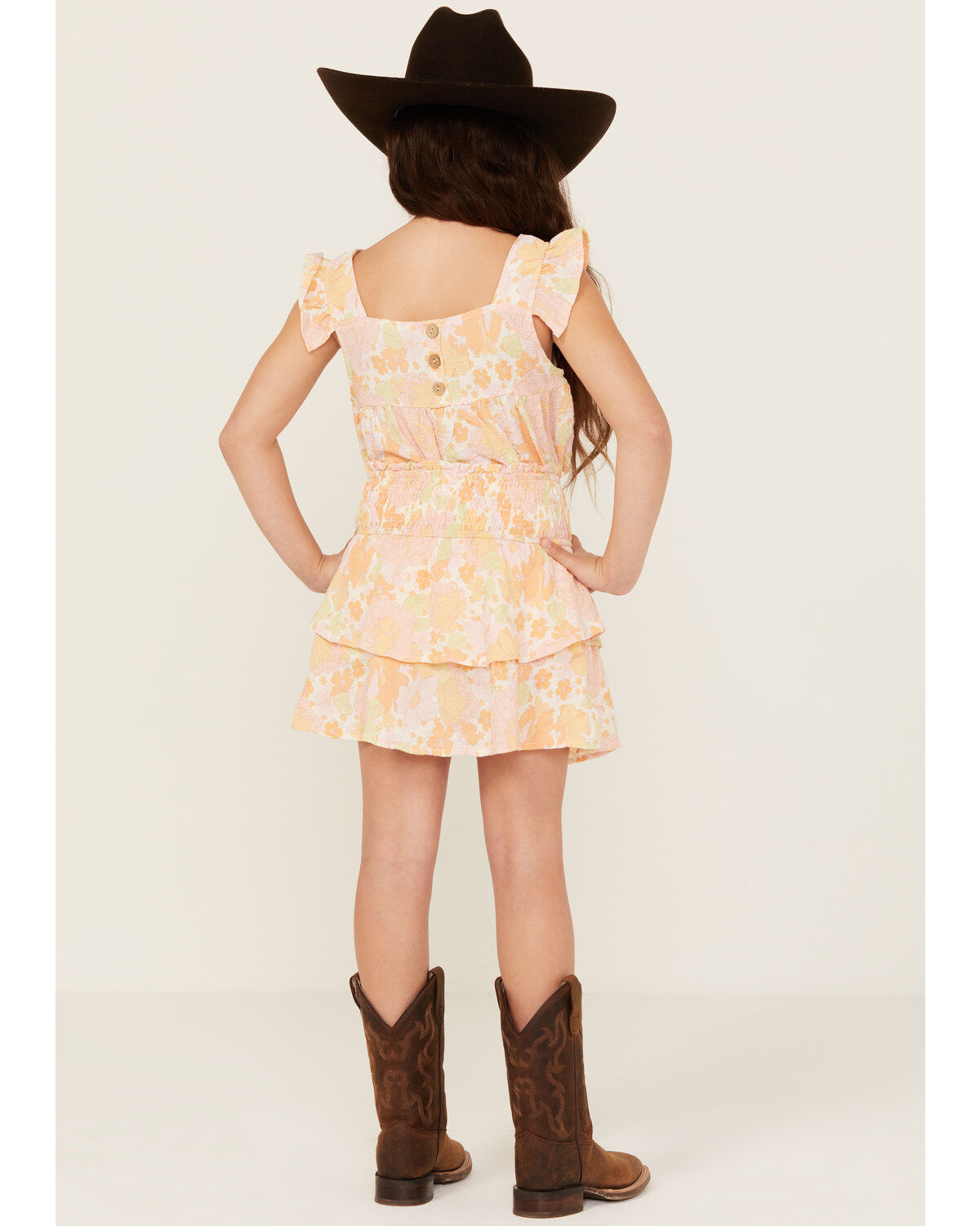 Image #4 - Hayden LA Girls' Pale Print Ruffle Skirt, Yellow, hi-res