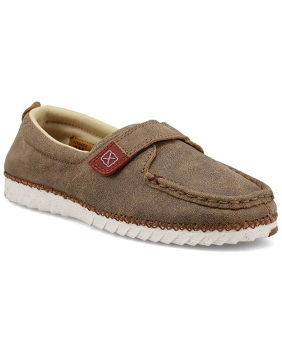 Twisted X Kid's Zero-X Leather Velcro Bomber Casual Shoes - Moc Toe, Brown, hi-res