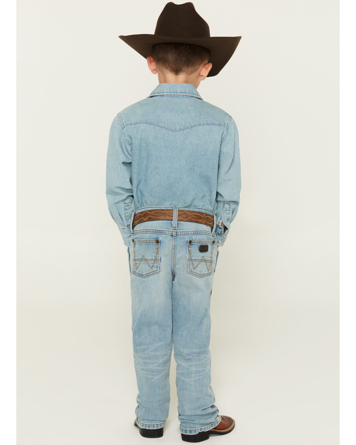Image #3 - Wrangler Retro Little Boys' Light Wash Cloverdale Slim Bootcut Stretch Denim Jeans, Light Wash, hi-res