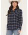 Image #1 - Shyanne Women's Riverfront Plaid Print Long Sleeve Button-Down Flannel Shirt, Navy, hi-res
