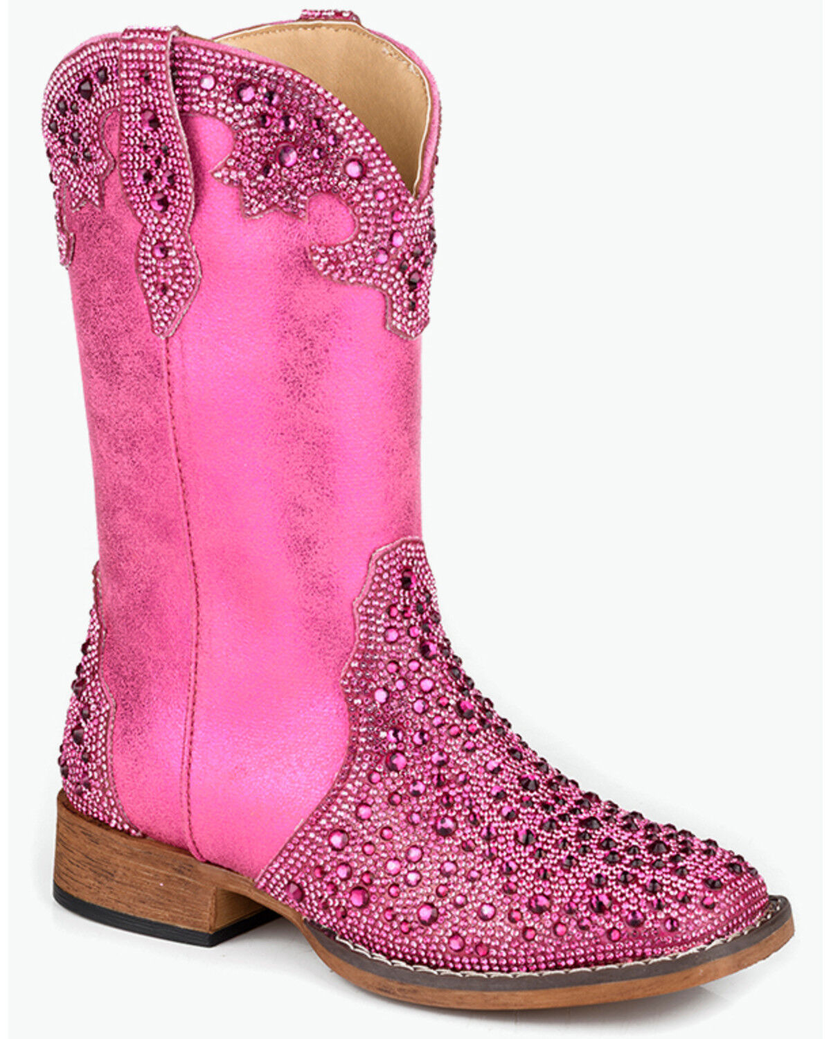 Image #1 - Roper Little Girls' Starlit Western Boots - Broad Square Toe, Pink, hi-res