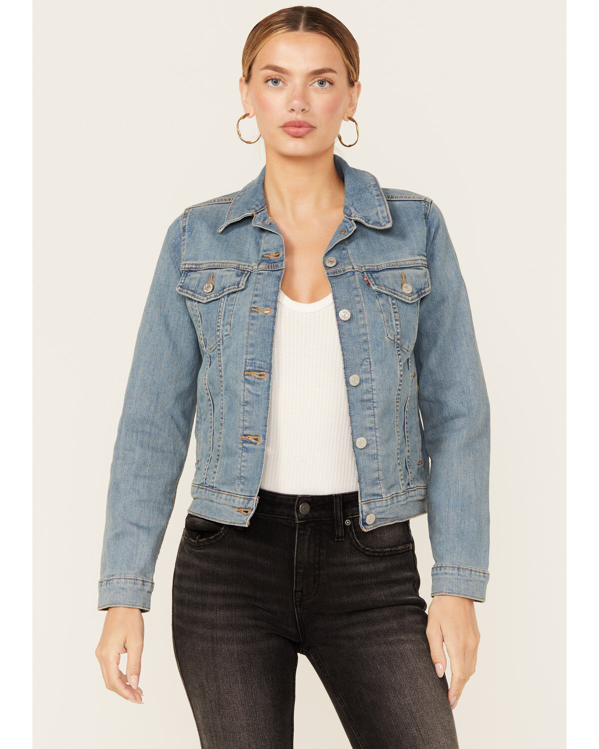 Levi's Women's Stone Wash Denim Original Trucker Jacket, Blue, hi-res