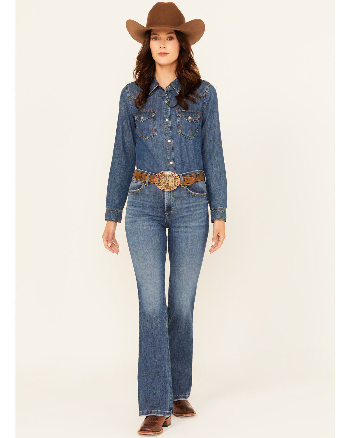 Image #1 - Wrangler Women's Lily Medium Wash Bespoke High Rise Flare Stretch Denim Jeans, Medium Wash, hi-res
