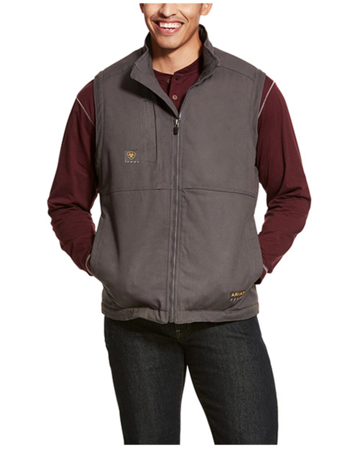 Image #1 - Ariat Men's Rebar Duracanvas Vest - Tall, Light Grey, hi-res