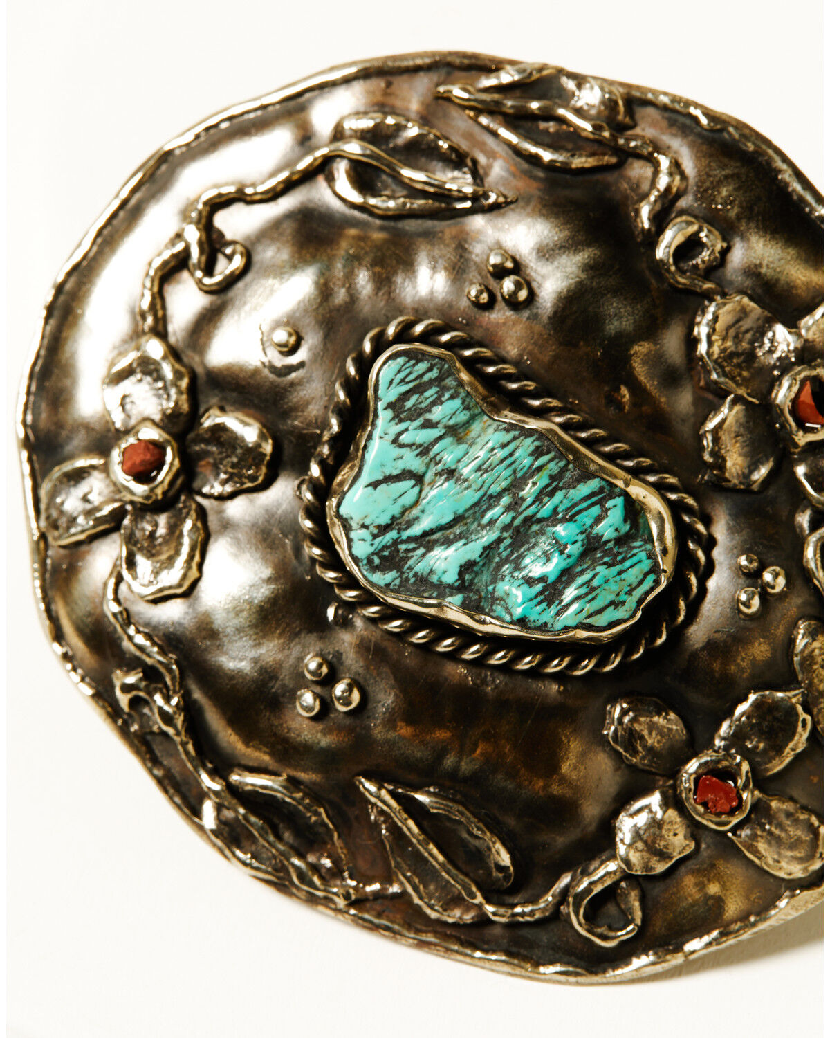 Image #2 - Paige Wallace Women's Turquoise Stone Flower Belt Buckle, Silver, hi-res