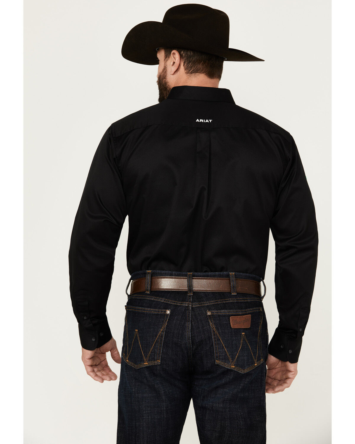 Image #4 - Ariat Men's Twill Fitted Team Mexico Solid Long Sleeve Button-Down Western Shirt, Black, hi-res