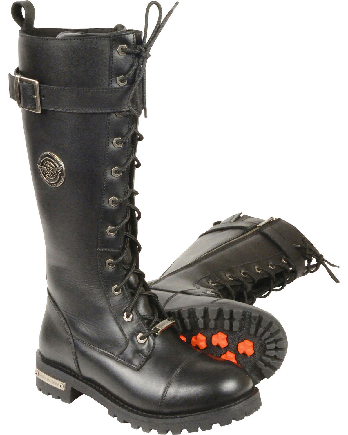 Image #1 - Milwaukee Leather Women's 14" Lace To Toe High Rise Leather Boots - Round Toe, Black, hi-res