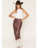 Image #1 - By Together Women's Polka Dot Satin Midi Skirt, Chocolate, hi-res