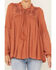 Image #3 - Miss Me Women's Embroidered Long Sleeve Blouse, Brick Red, hi-res
