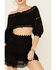 Image #3 - Revel Women's Cropped Off Shoulder Crochet Top, Black, hi-res