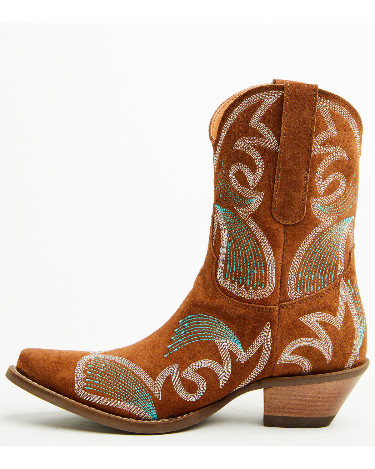 Image #3 - Dingo Women's Flying Colors Suede Western Booties - Round Toe, Camel, hi-res