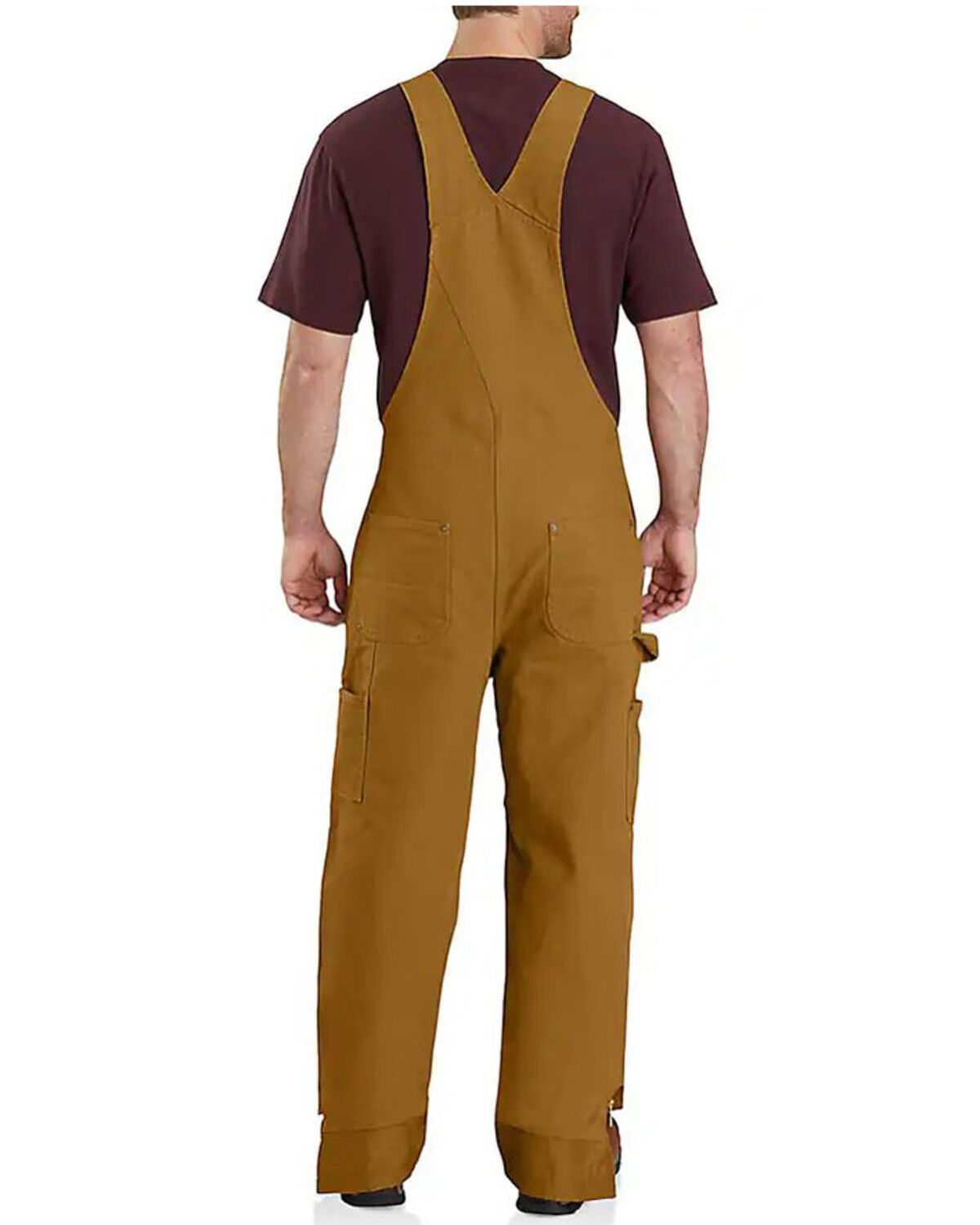 Image #2 - Carhartt Men's Quilt Lined Washed Bib Work Overalls, Brown, hi-res