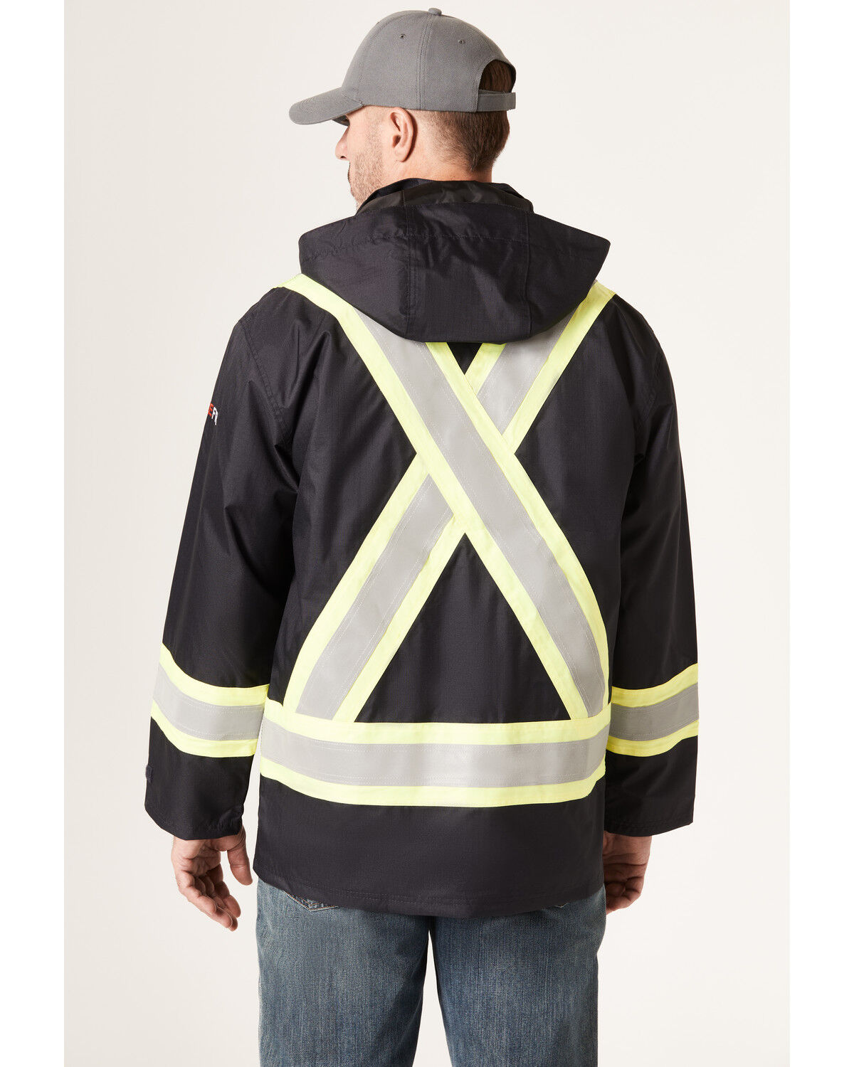 Image #4 - Forge Workwear Men's FR HiVis Insulated Rain Jacket, Navy, hi-res