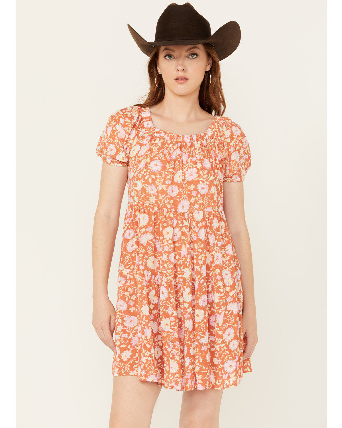 Image #1 - Sade & Sage Women's With Love Floral Mini Dress, Coral, hi-res