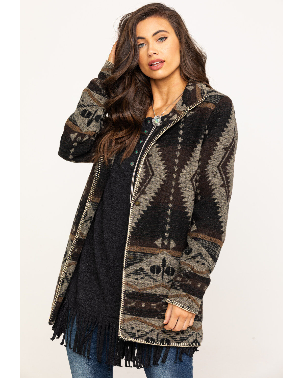 Image #1 - Outback Trading Co. Women's Brown Aztec Moree Jacket, Brown, hi-res