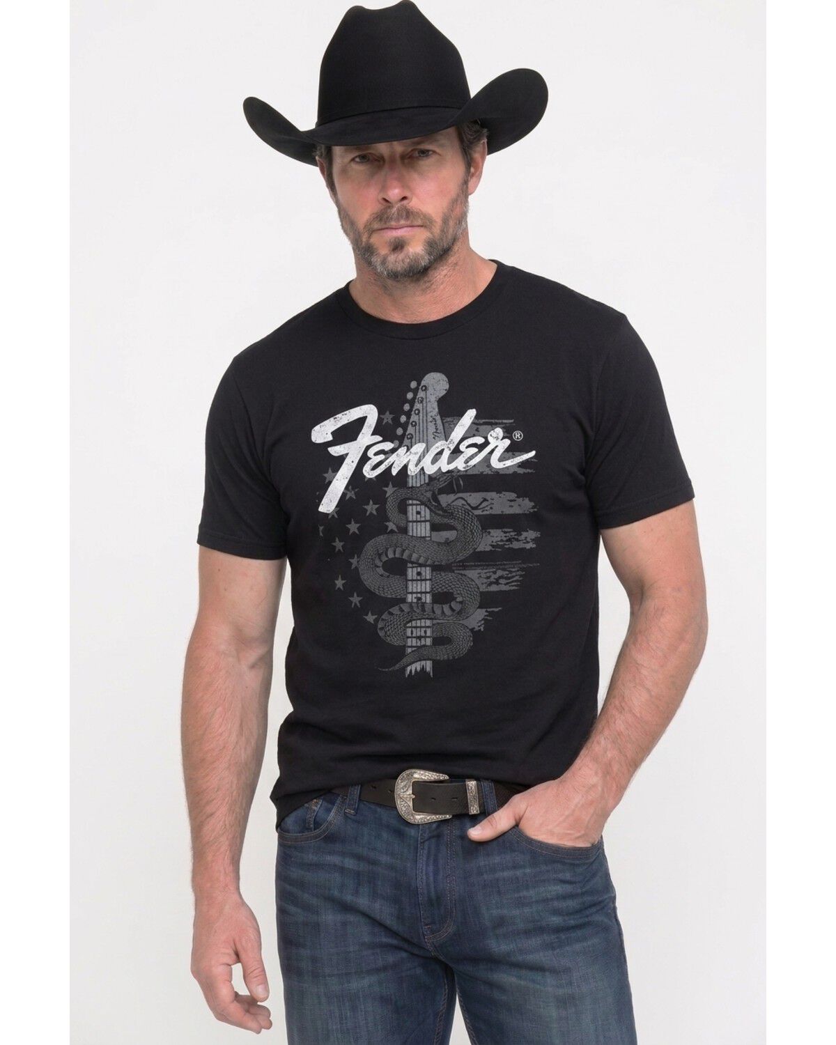 Fender Men's Snake Rock Short Sleeve Graphic T-Shirt, Black, hi-res