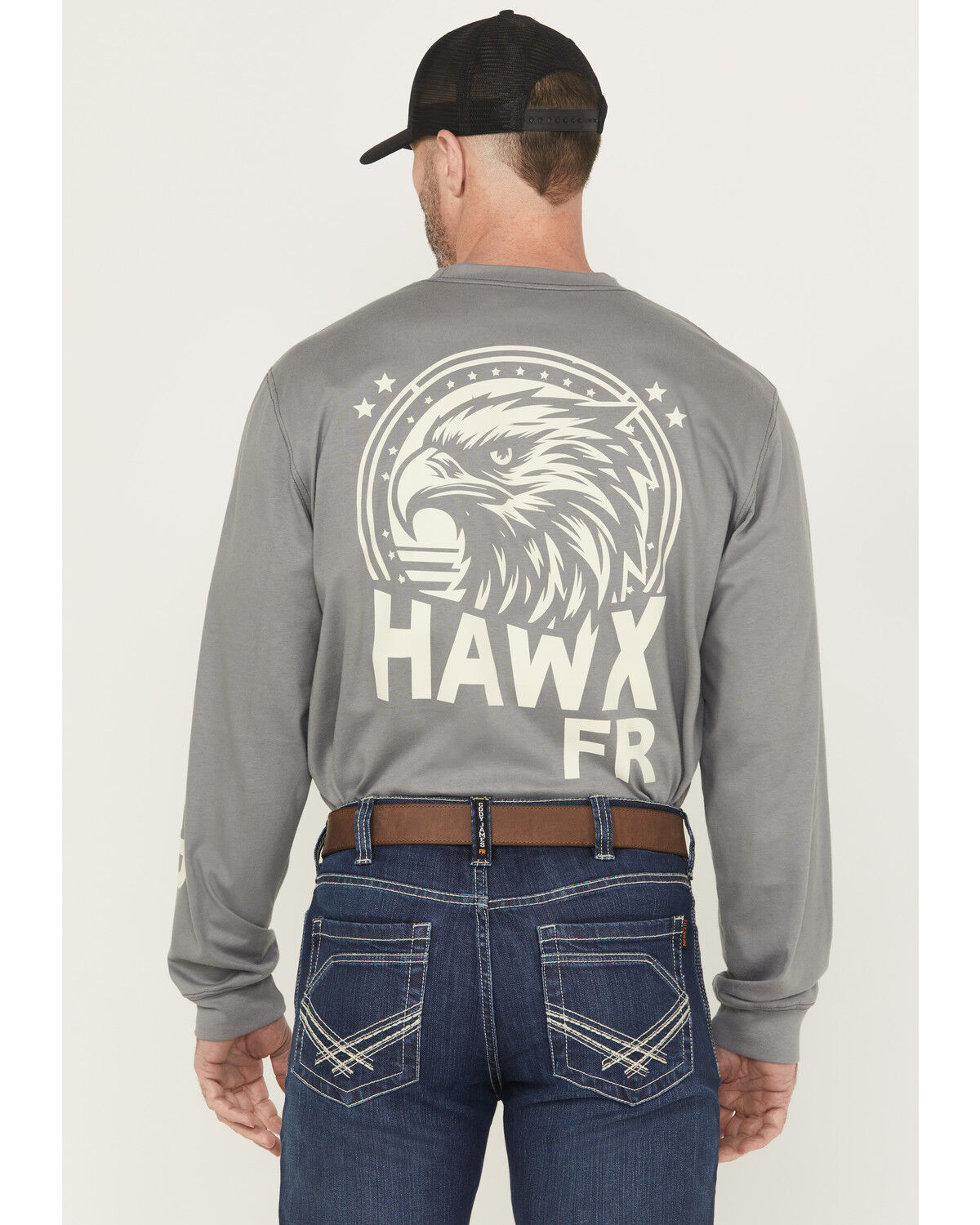 Hawx Men's FR Hawk Long Sleeve Graphic Work Shirt, Light Grey, hi-res