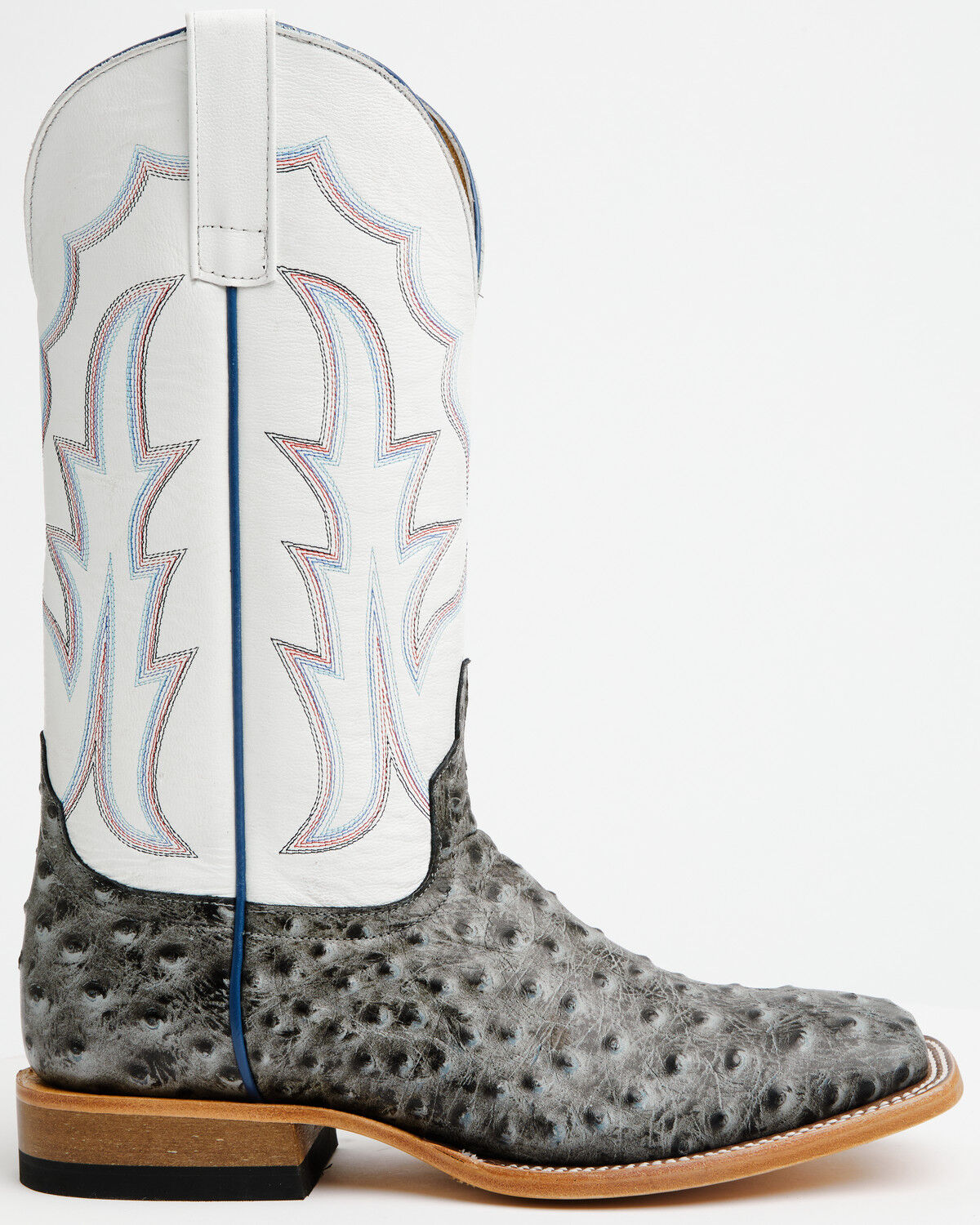 Image #2 - Horse Power Men's Ostrich Print Western Boots - Square Toe, Grey, hi-res