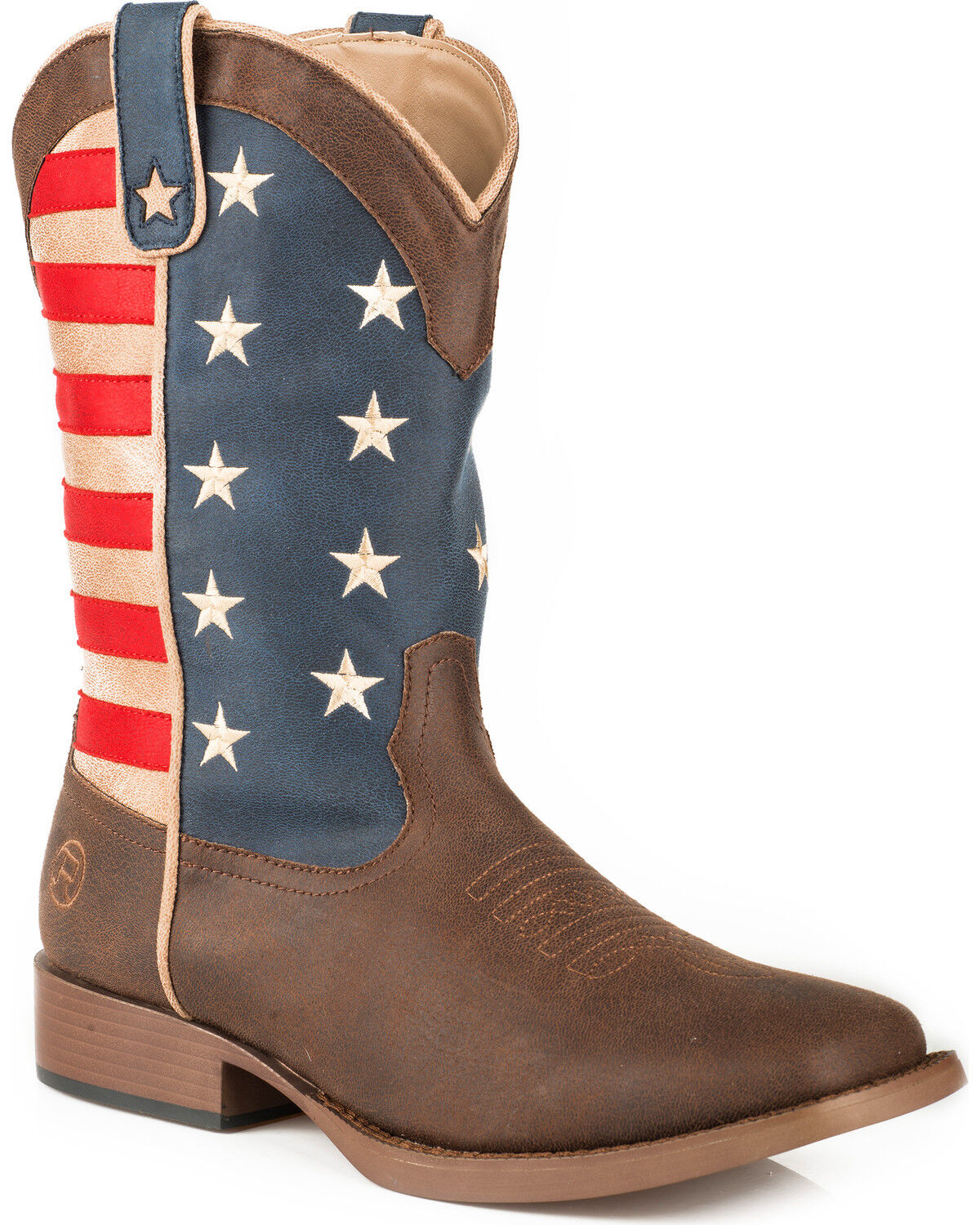 Image #1 - Roper Boys' American Patriot Western Boots - Square Toe, Brown, hi-res