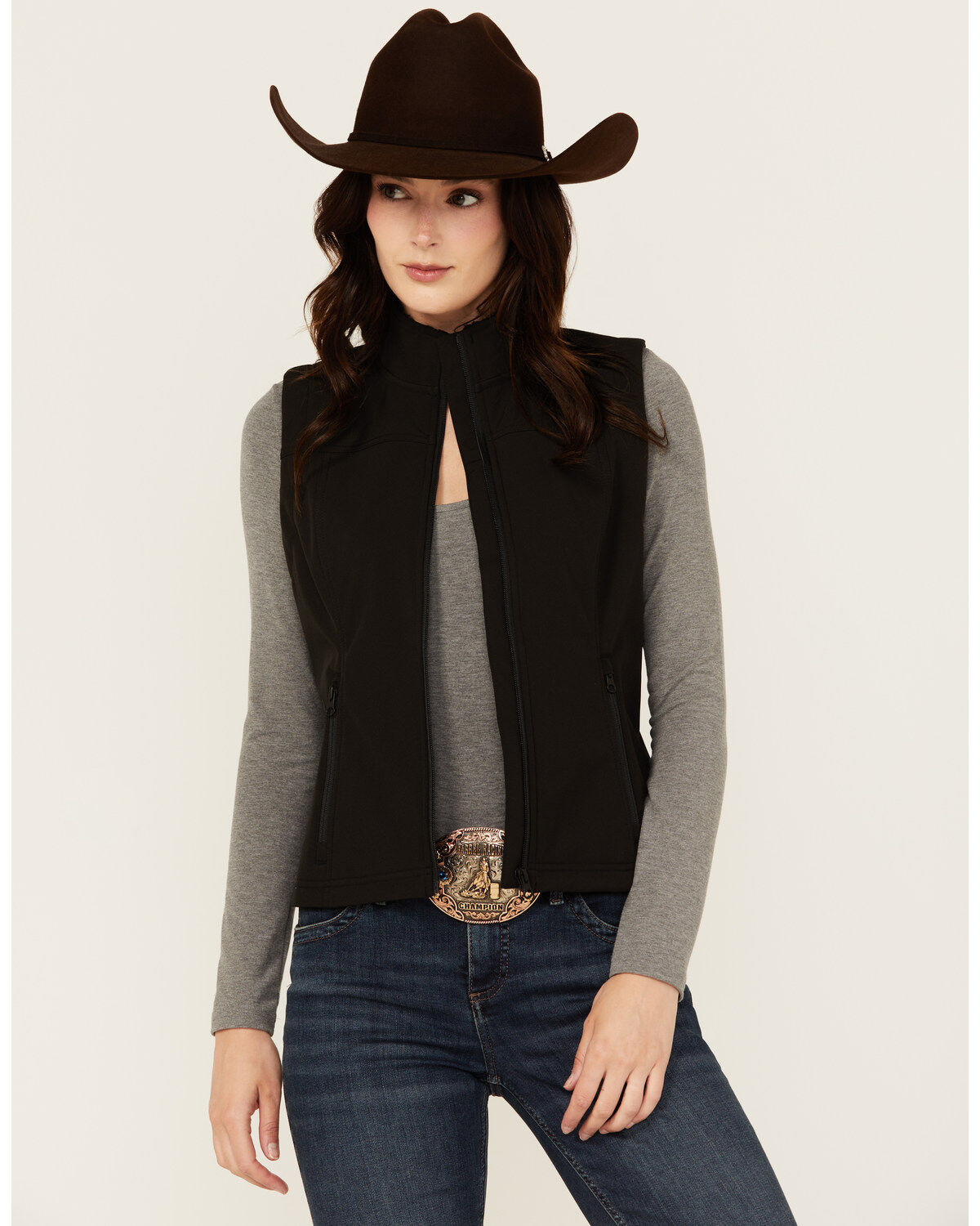 Image #1 - Shyanne Women's Solid Softshell Vest, Black, hi-res