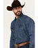 Image #2 - Stetson Men's Denim Long Sleeve Snap Western Shirt, Denim, hi-res