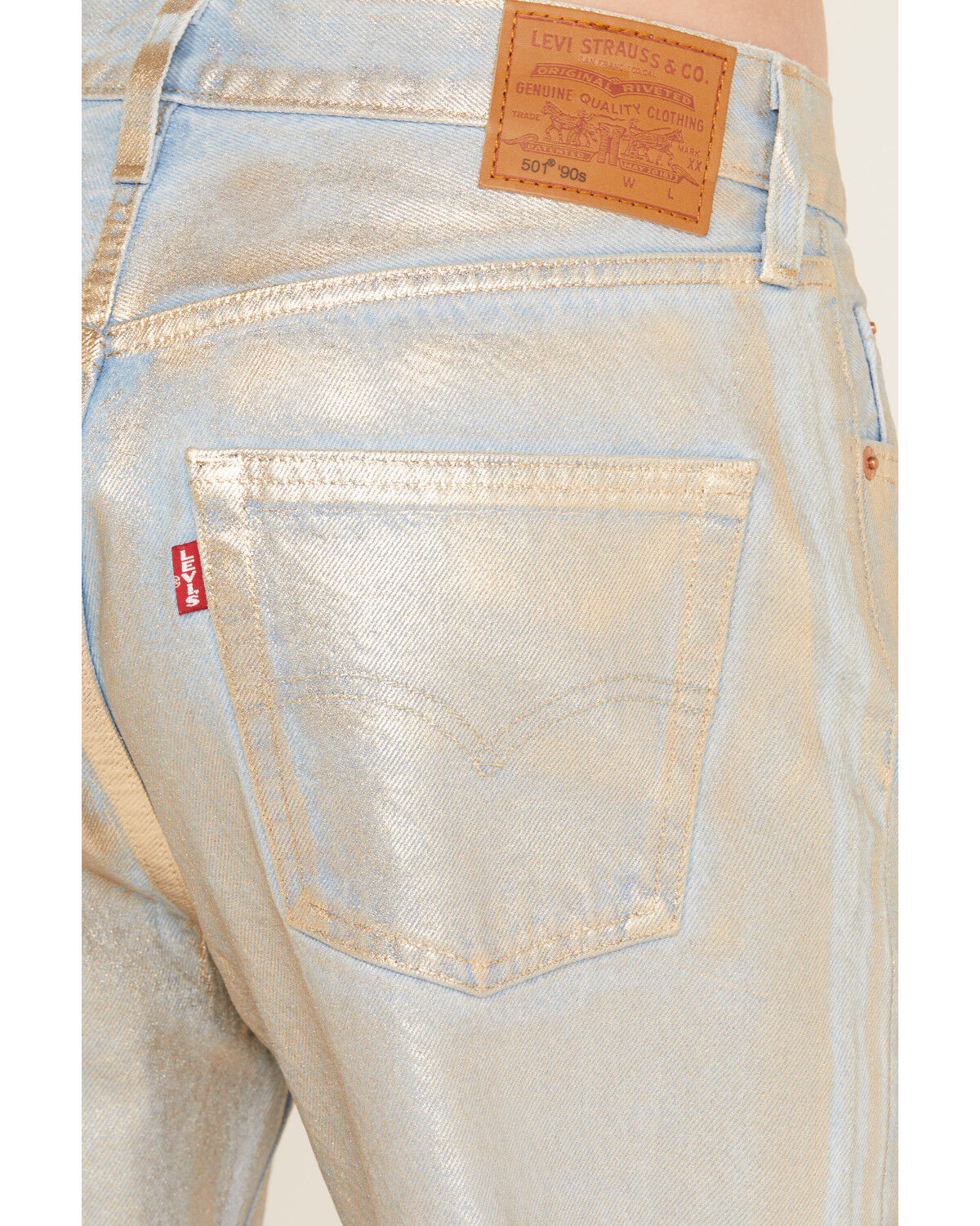 Image #4 - Levi's Premium Women's Optical Illusion 501 High Rise Ankle Straight Denim Jeans, Silver, hi-res