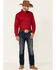 Image #2 - Roper Men's Solid Amarillo Collection Long Sleeve Button-Down Western Shirt, Red, hi-res