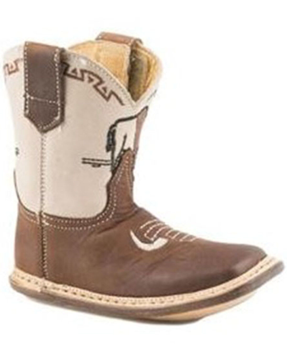 Image #1 - Roper Infant Boys' Cowbabies Buffalo Poppet Boots - Square Toe, Cream, hi-res