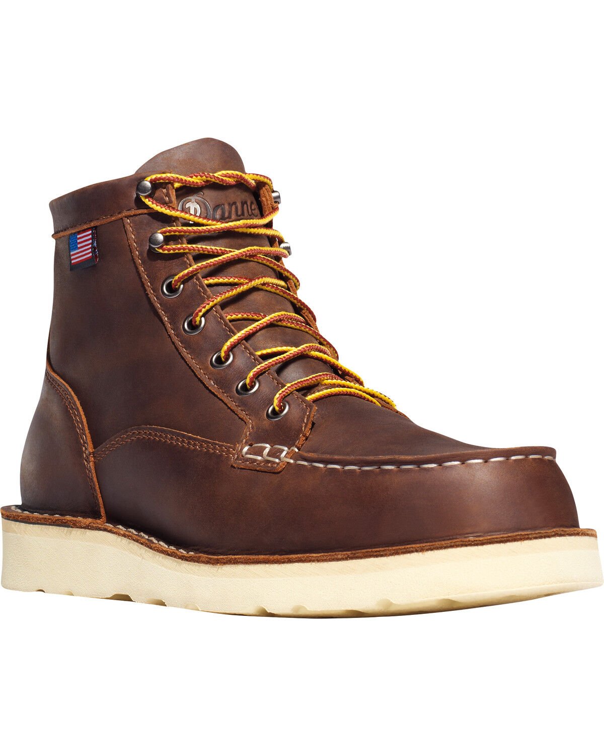 Image #1 - Danner Men's 6" Bull Run Moc Toe Work Boots - Steel Toe, Brown, hi-res