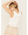 Image #4 - Miss Me Women's Textured Ruffle Tank Top, White, hi-res