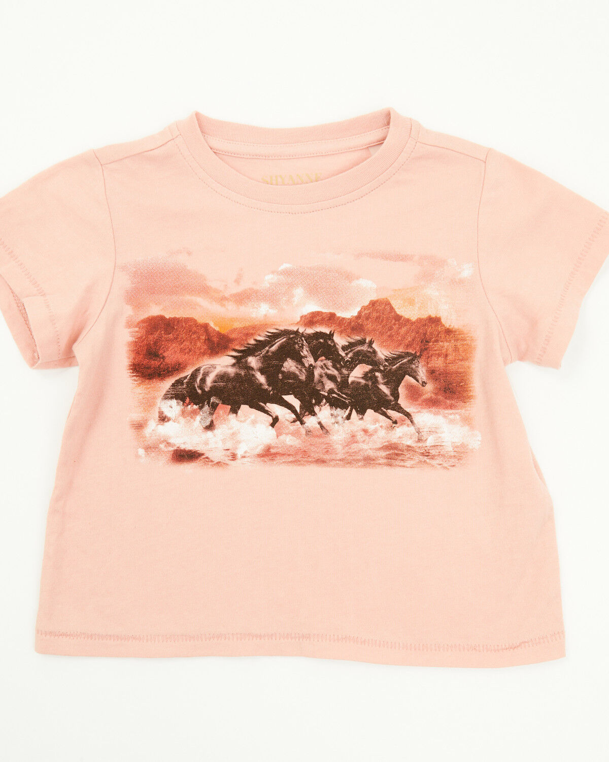 Image #1 - Shyanne Toddler Girls' Running Horses Short Sleeve Graphic Tee, Light Pink, hi-res