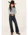 Image #3 - Wrangler Girls' "W" Swish Embroidery Bootcut Jeans, Indigo, hi-res