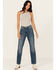 Image #1 - Warp + Weft Women's Ase Dark Wash High Rise Straight Stretch Denim Jeans, Dark Wash, hi-res