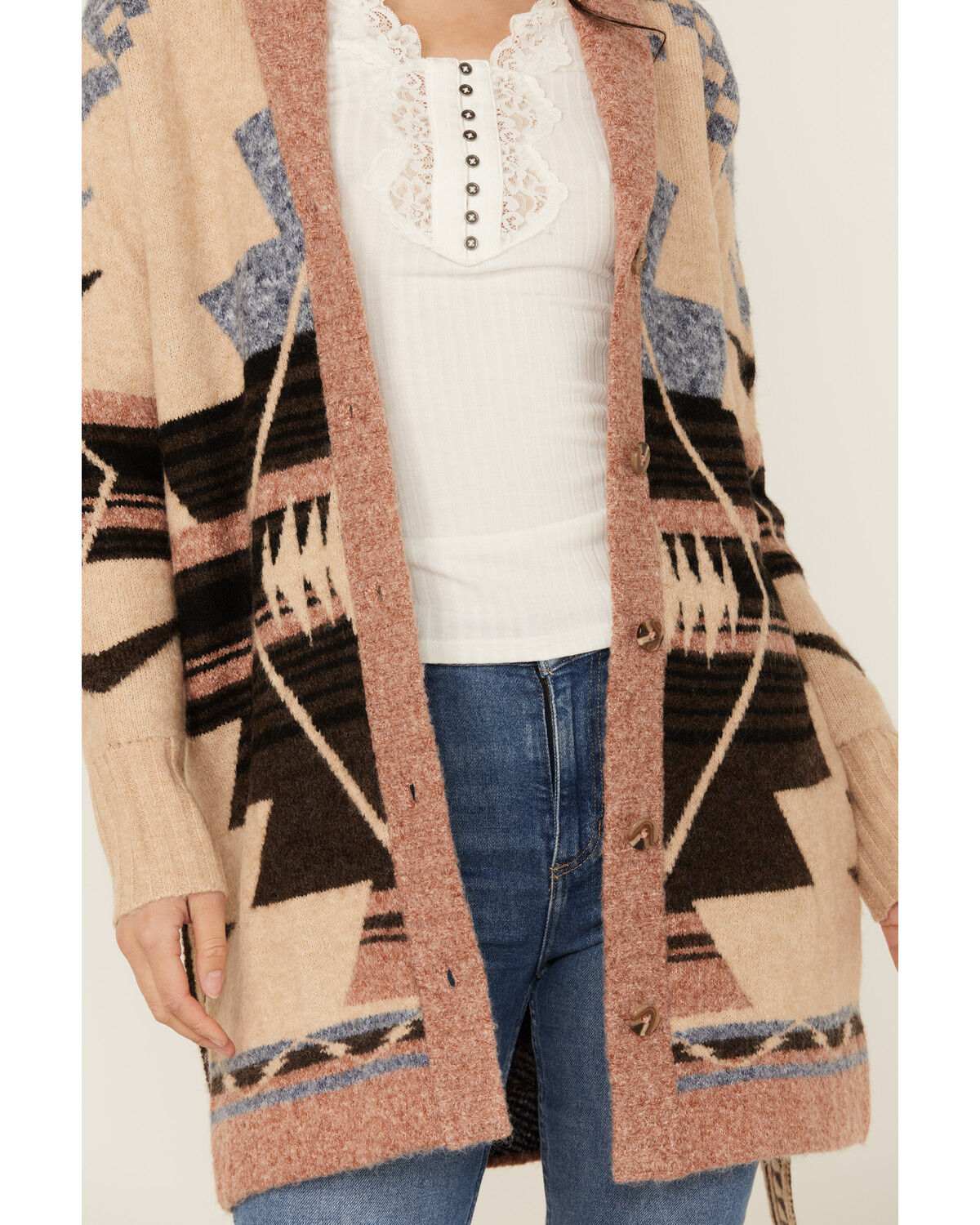 Image #4 - Idyllwind Women's Kimbark Southwestern Print Cardigan, Fired Brick, hi-res