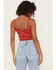 Image #4 - Rock & Roll Denim Women's Buckle Tank Top, Red, hi-res