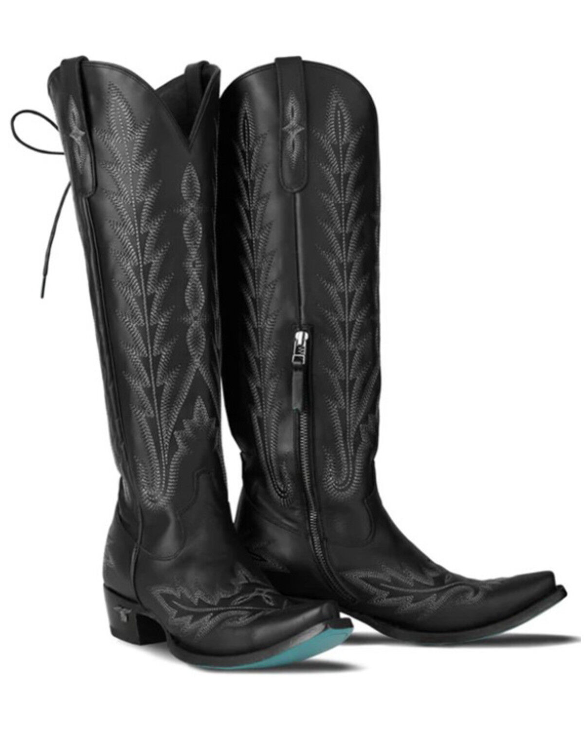 Lane Women's Lexington Knee High Corset Western Boots - Snip Toe, Jet Black, hi-res
