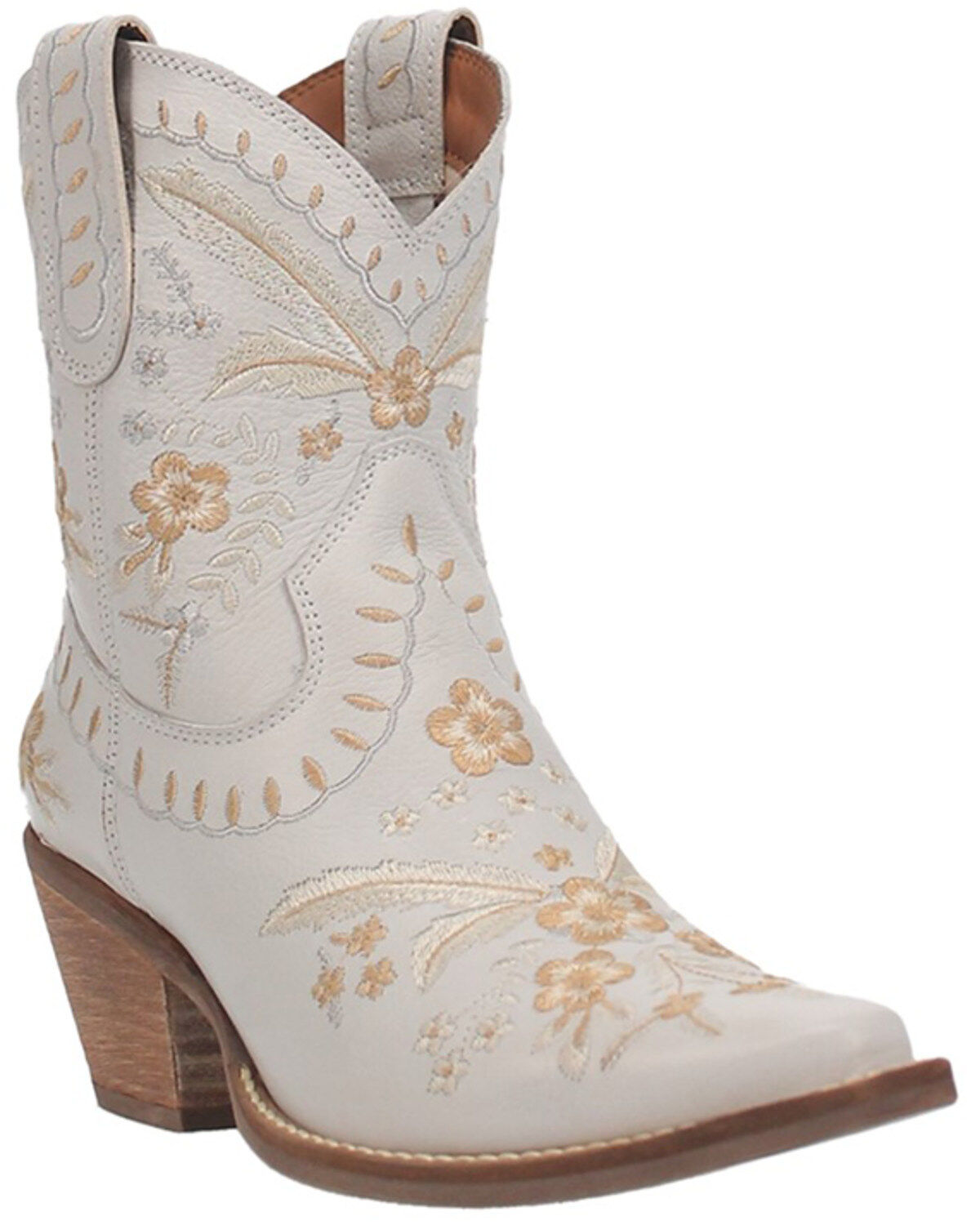 Image #1 - Dingo Women's Primrose Western Booties - Snip Toe, White, hi-res