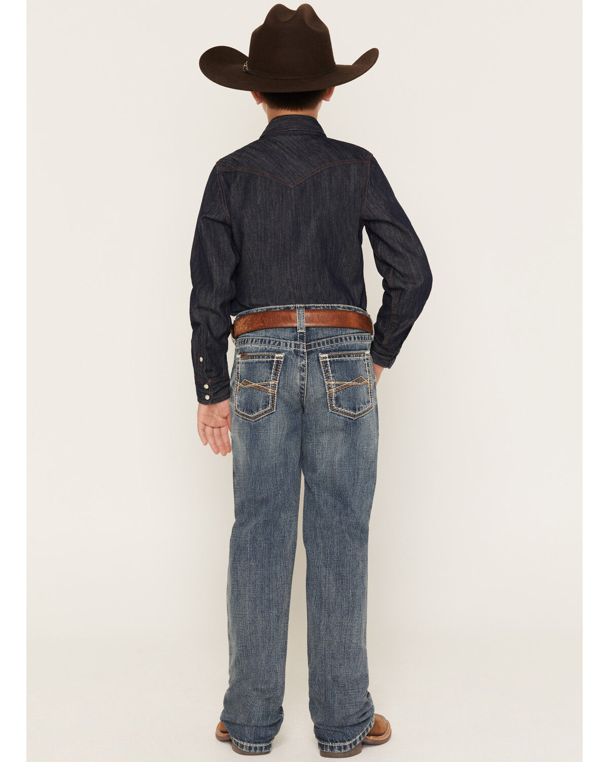 Image #3 - Ariat Boys' Medium Wash Jonathon B4 Relaxed Bootcut Denim Jeans, Medium Wash, hi-res