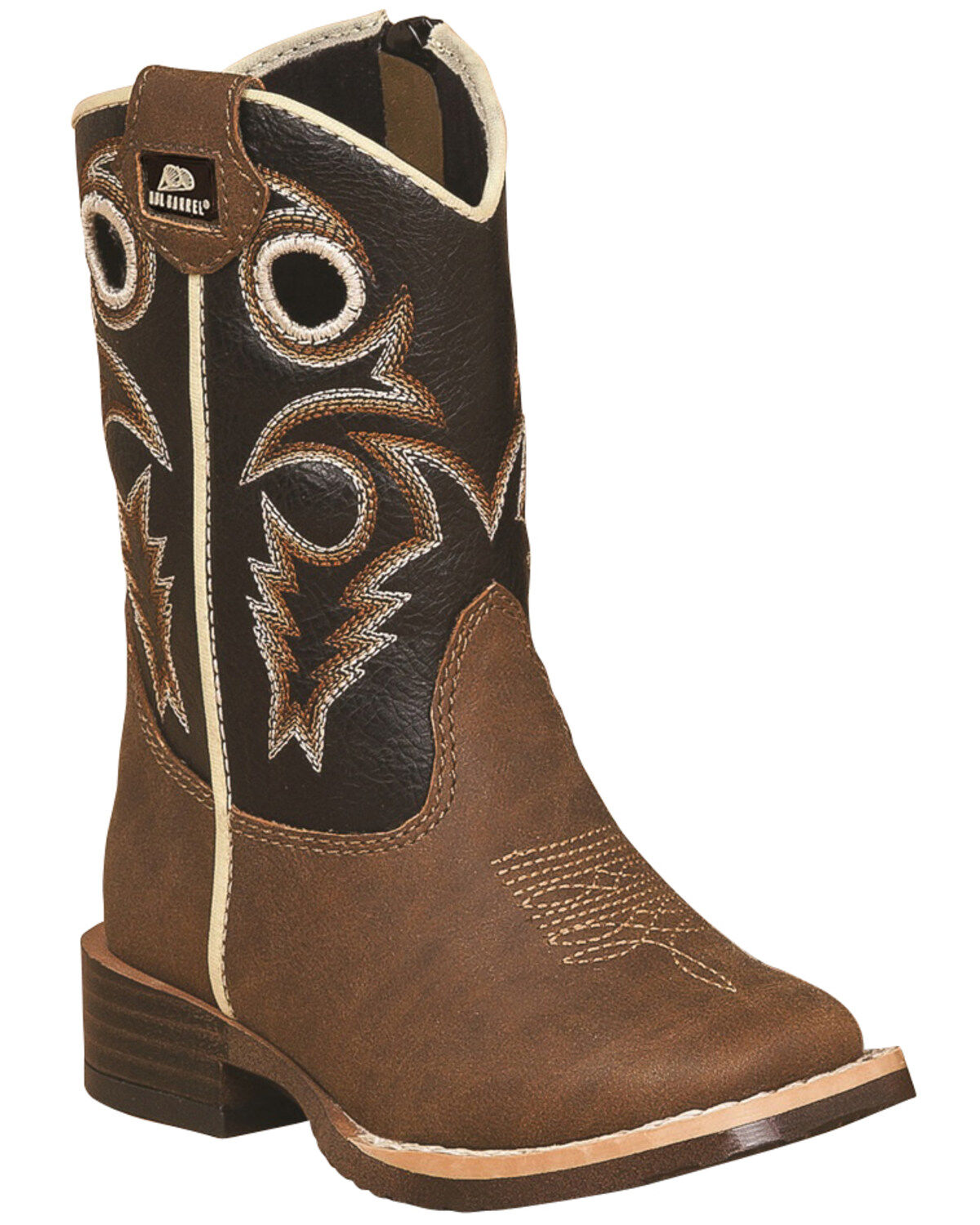 Image #1 - Double Barrel Toddler Boys' Brown Trace Zipper Western Boots - Square Toe, Brown, hi-res