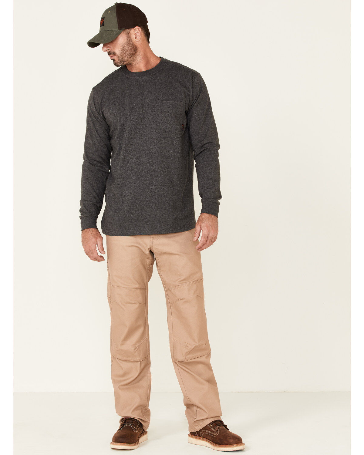 Image #2 - Hawx Men's Solid Charcoal Forge Long Sleeve Work Pocket T-Shirt - Tall, Charcoal, hi-res