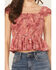 Image #3 - Rock & Roll Denim Women's Floral Print Sleeveless Smocked Top, Mauve, hi-res