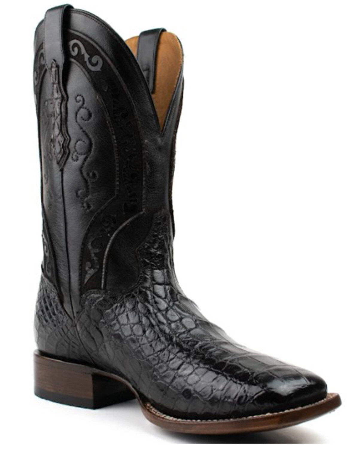 Image #1 - El Dorado Men's American Alligator Exotic Western Boots - Broad Square Toe, Chocolate, hi-res