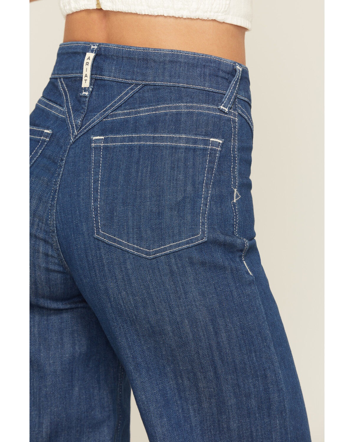 Image #4 - Ariat Women's Dark Wash Ultra High Rise Westie Yoke Wide Leg Stretch Denim Jeans, Dark Wash, hi-res