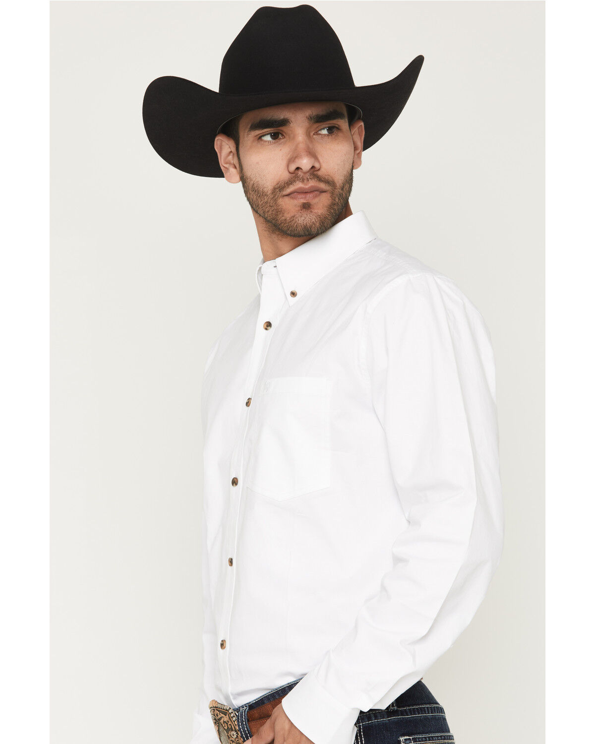 Image #2 - Cody James Men's Basic Solid Long Sleeve Button-Down Stretch Western Shirt - Big, White, hi-res