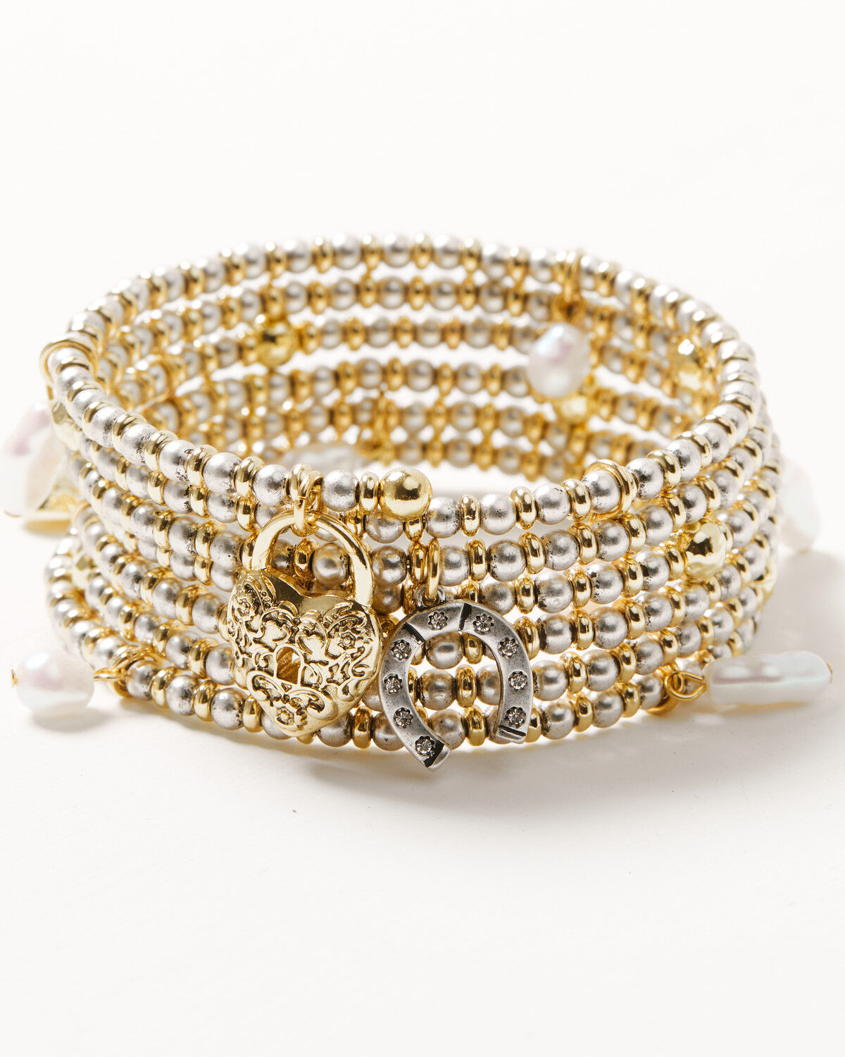 Shyanne Women's Western Muse Cowgirl Charms Wrap Beaded Bracelet, Gold, hi-res