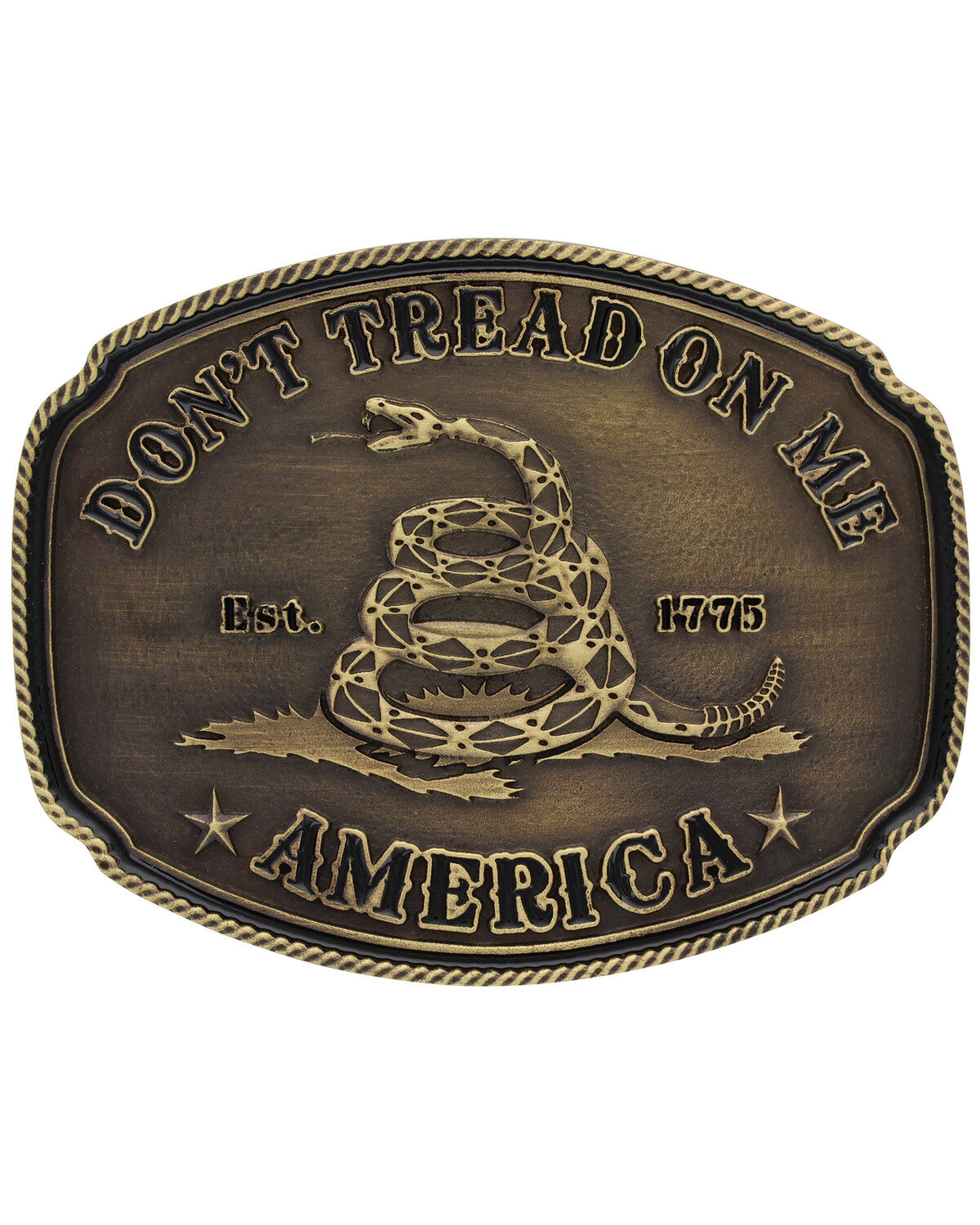 Image #1 - Montana Silversmiths Men's Don't Tread on Me Attitude Buckle, Gold, hi-res