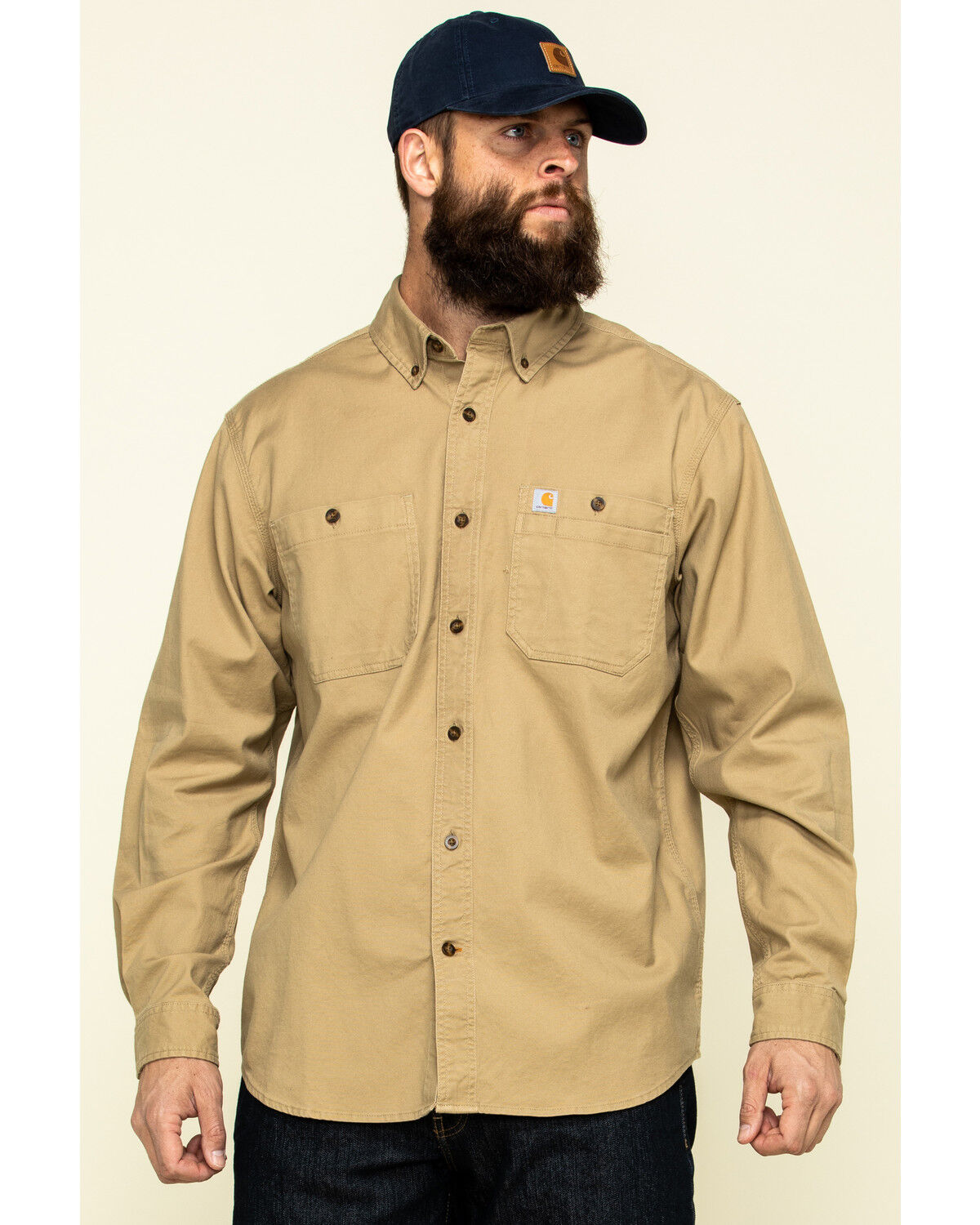 Image #1 - Carhartt Men's Rugged Flex&reg; Rigby Long Sleeve Work Shirt - Tall, Beige/khaki, hi-res