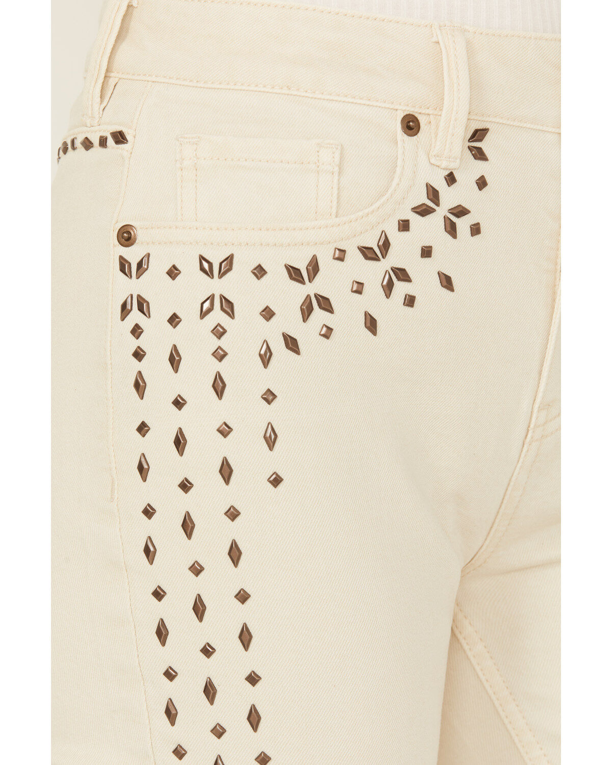 Image #2 - Wonderwest Women's Birch High Rise Studded Slim Bootcut Rigid-Like Stretch Denim Jeans, White, hi-res