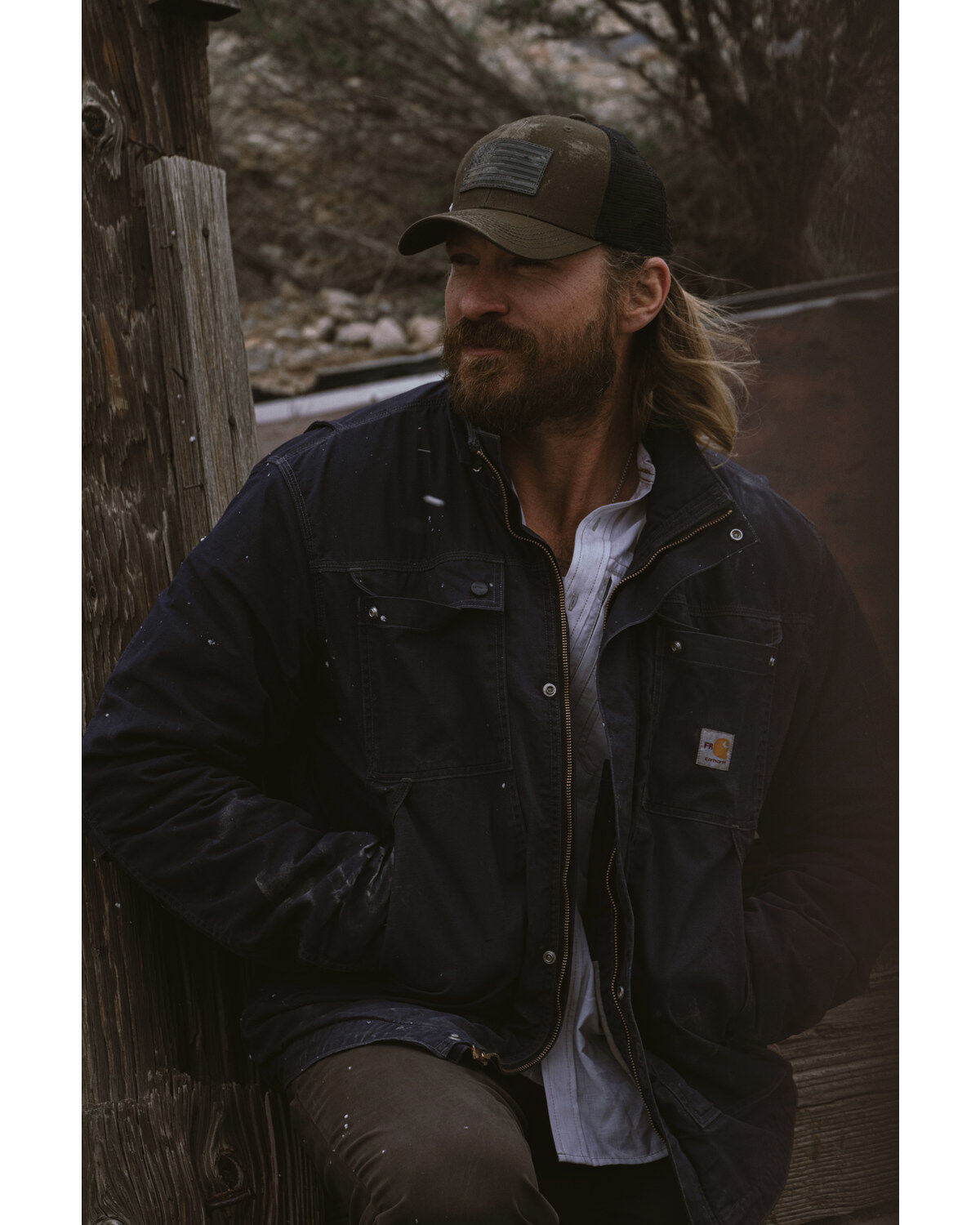 Image #1 - Carhartt Men's FR Full Swing Quick Duck Work Coat, Navy, hi-res