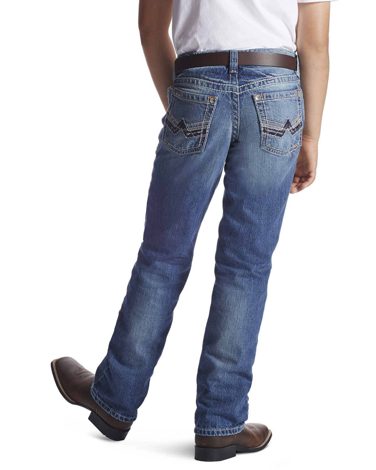Ariat Boys' Charger Dakota Low Slim Straight Jeans, Blue, hi-res